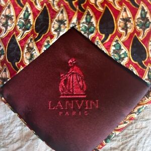 Lanvin Red and Black Leaf Pattern Tie